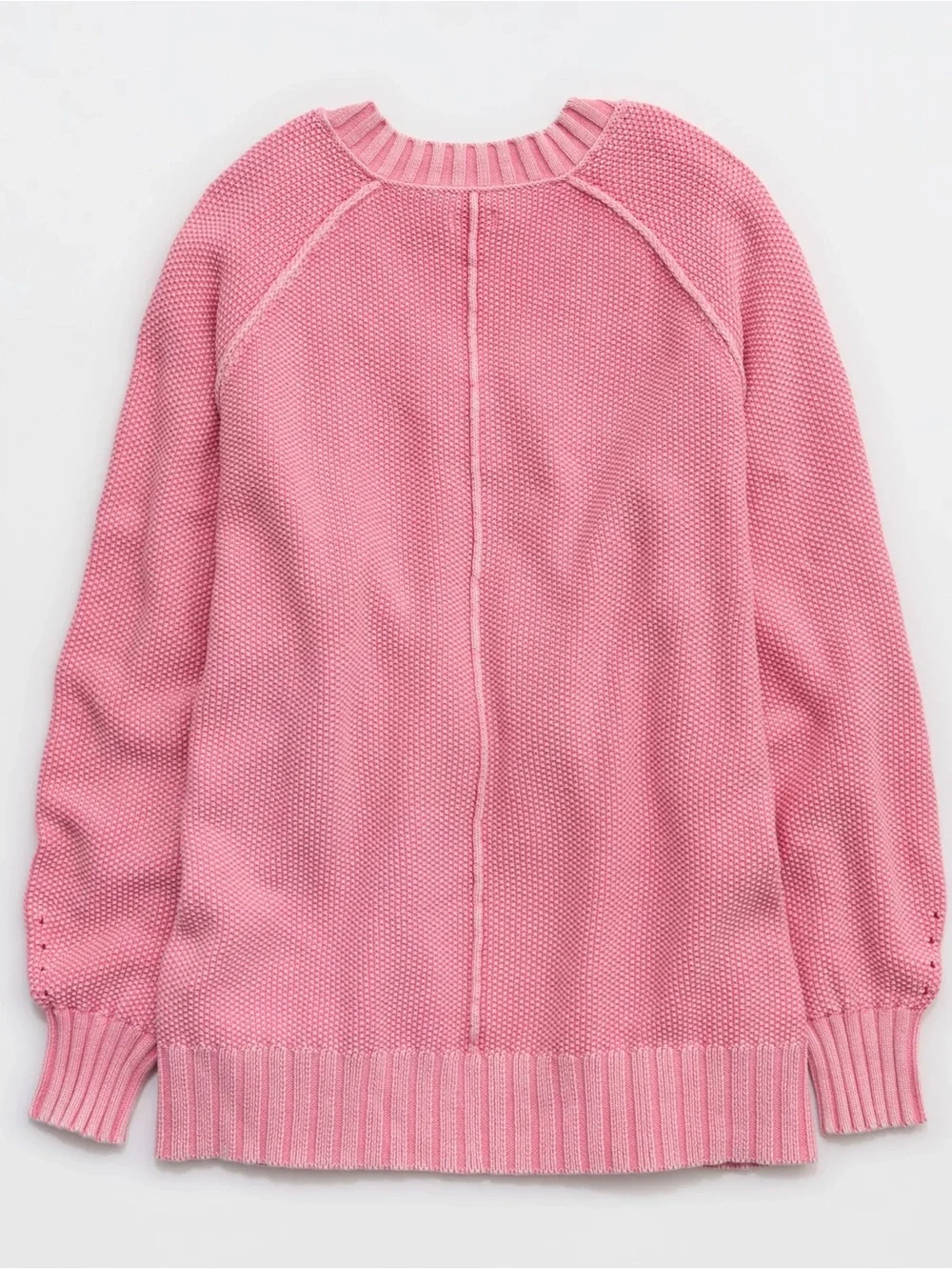 aerie Pink Off-Shoulder V-Neck Knit Sweater